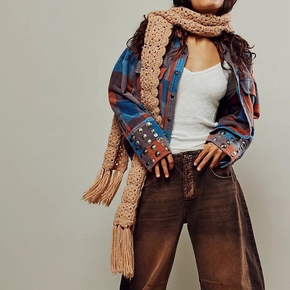 NWTS FREE PEOPLE EMBELLISHED PLAID (M) - Picture 4 of 6